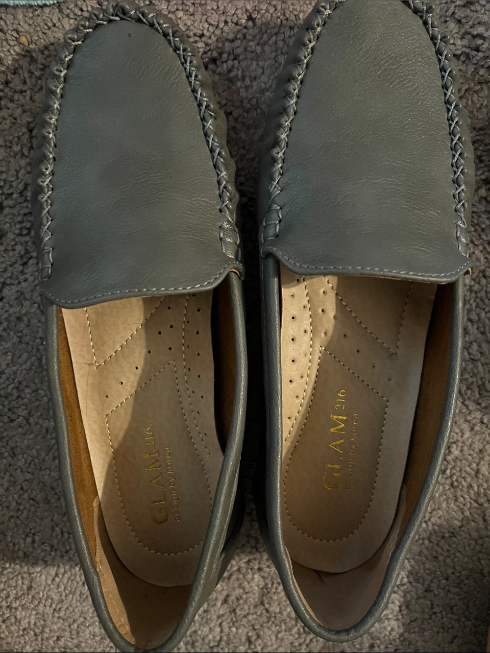 Faux leather Gray Women's Loafers size 8/8.5